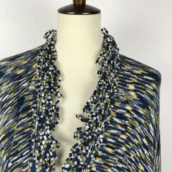 Anthropologie Moth Stripe Fringe Poncho Cardigan Sweater - Picture 2 of 7